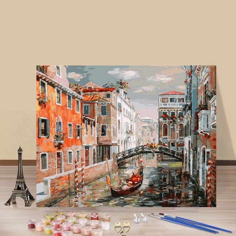 

Grosir painting by number DIY Oil Painting Venice Night Scene Series Handmade Hanging Painting Filled Coloring Living Room Stress Relief Dcorative Painting 45CM
