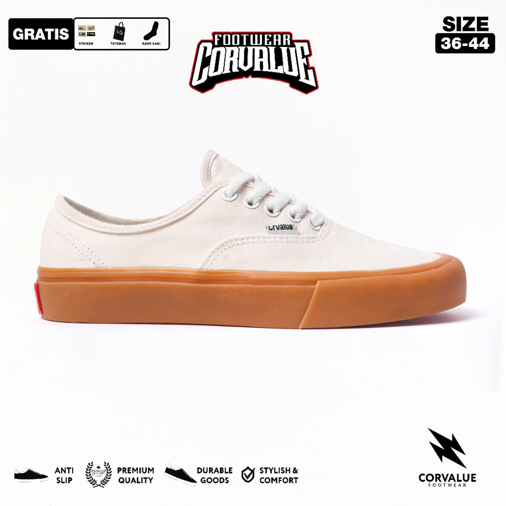 CORVALUE - Sepatu Sneakers Kasual Corvalue Footwear Pria Wanita Suddenly GAM of White  Unisex Origin