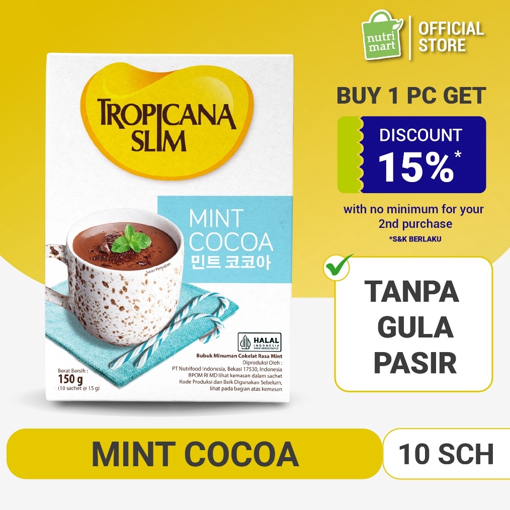 

Termurah Tropicana Slim Mint Cocoa 1 Sachet Minuman Cokelat Mint Nikmat Tanpa Gula Pasir