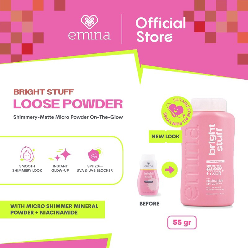 Emina Bright stuff loose powder / emina loose powder / emina bedak tabur