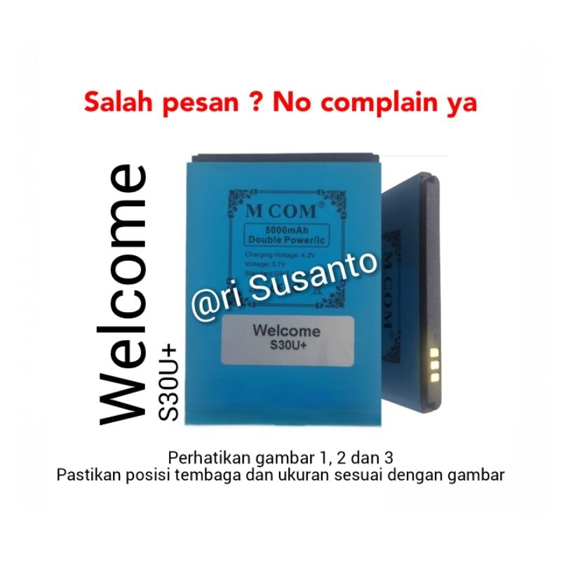 Baterai MCOM for Welcome S30U Plus Double Power 5000mAh batere batre batrai battery
