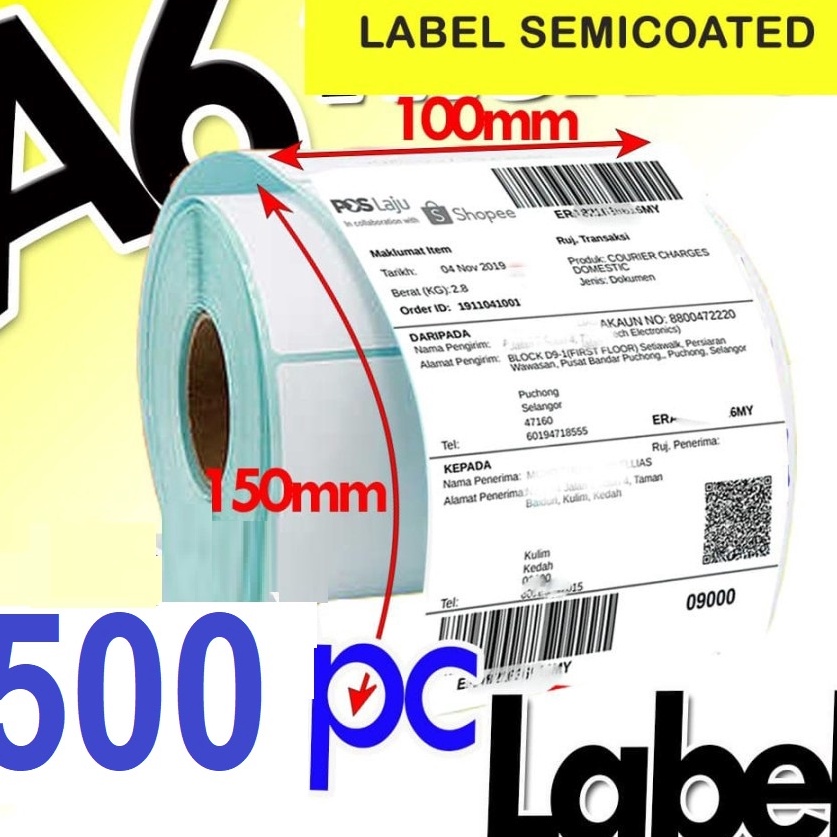 

Readystock Bozzbuy SMARTCOM Label STICKER THERMAL BARCODE 1x15mm 1x15cm isi 5 PCS Size A6