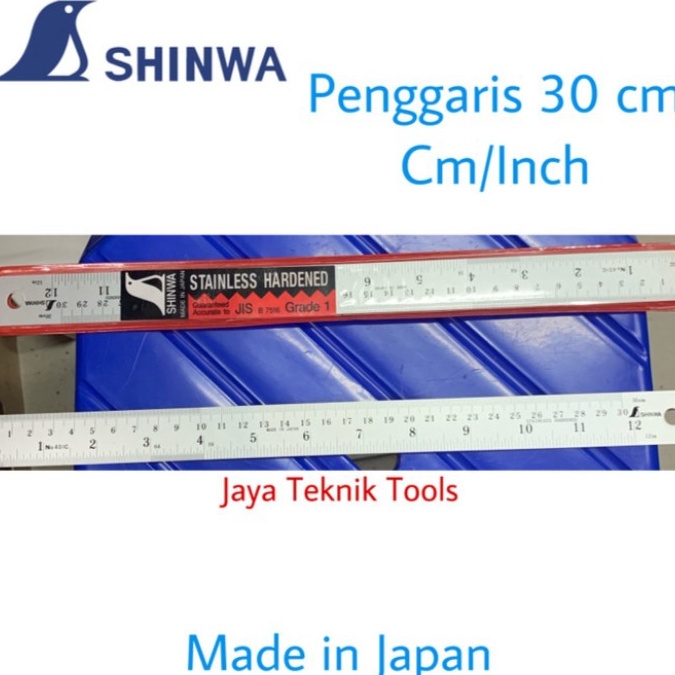 

Penggaris Mistar 3 cm inch Shinwa Japan Jepang Stainless Steel Besi