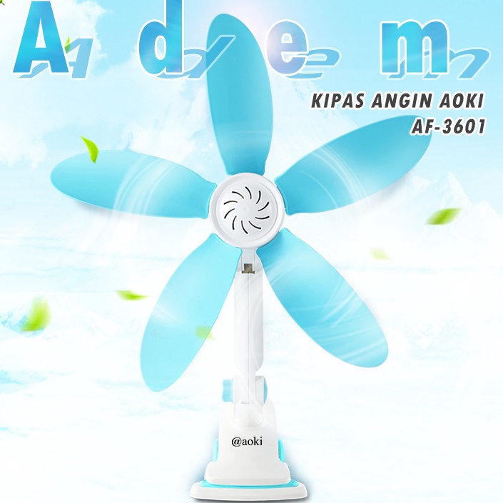 Model Baru AOKI Kipas angin jepit eva lentur adem tempel dinding 36mm
