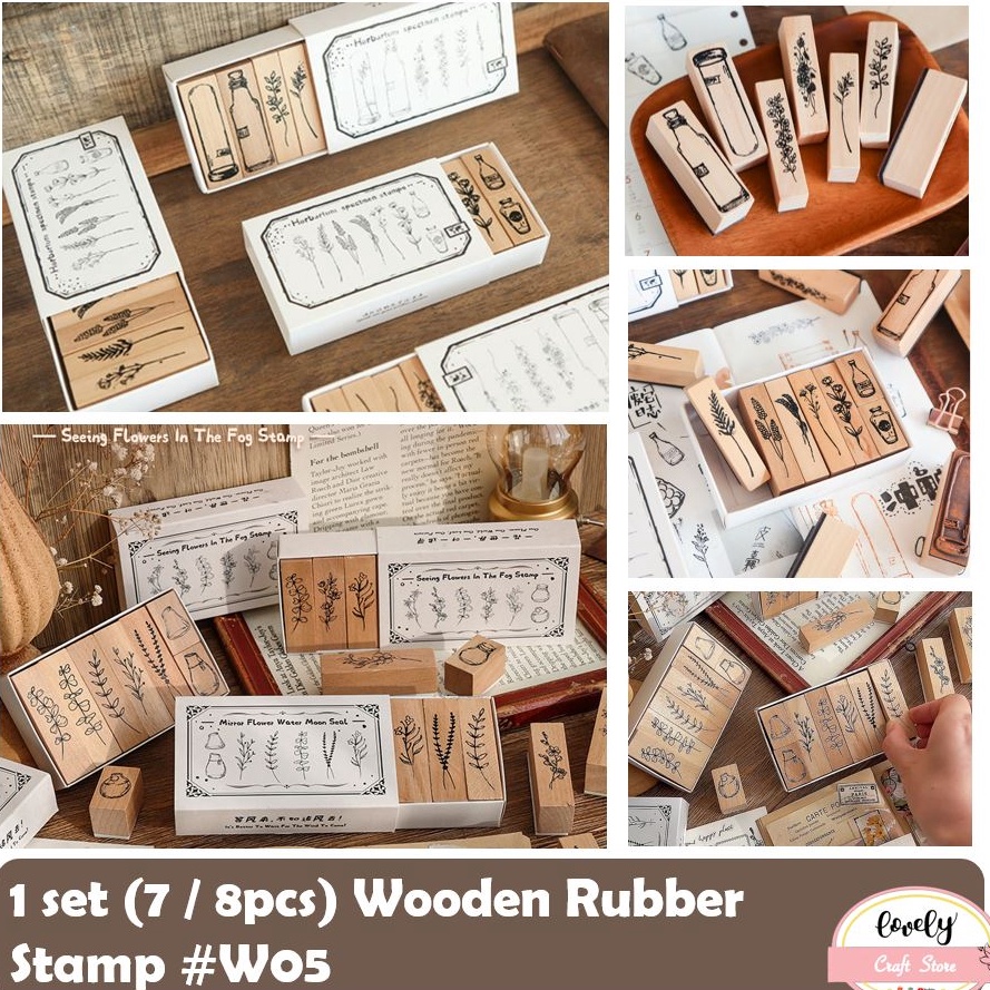 

Terlaku LovelyCraftStore W5 1 set 7pcs 8pcs DIY Wooden Rubber Stamp Plant Garden Vase Stempel Kayu Vintage untuk bullet journal bujo Journal Scrapbook Diary decoration mahar diy