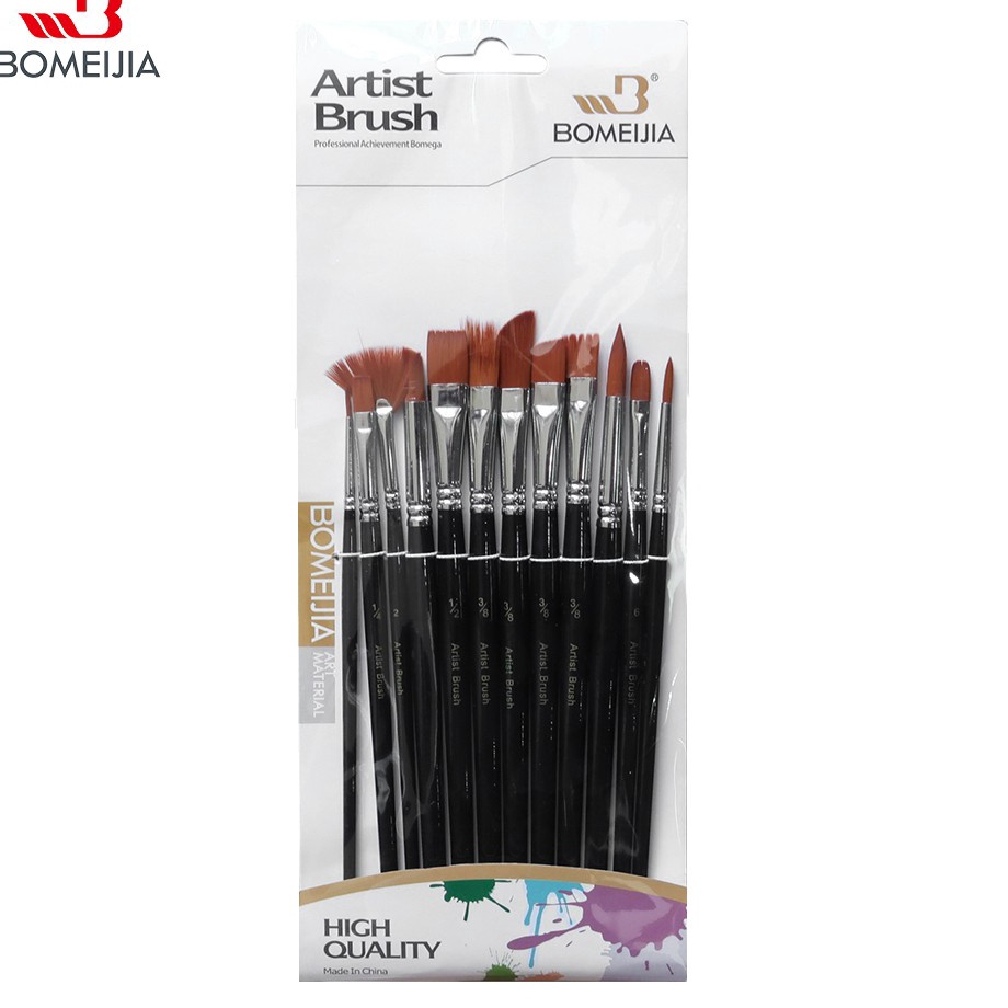 

Hot Sale BOMEIJIA Artist 12 pcs Mix Artists Brush Set 1 Original Peralatan Melukis Terlaris dari BAS Bali Art Supplies Jaka