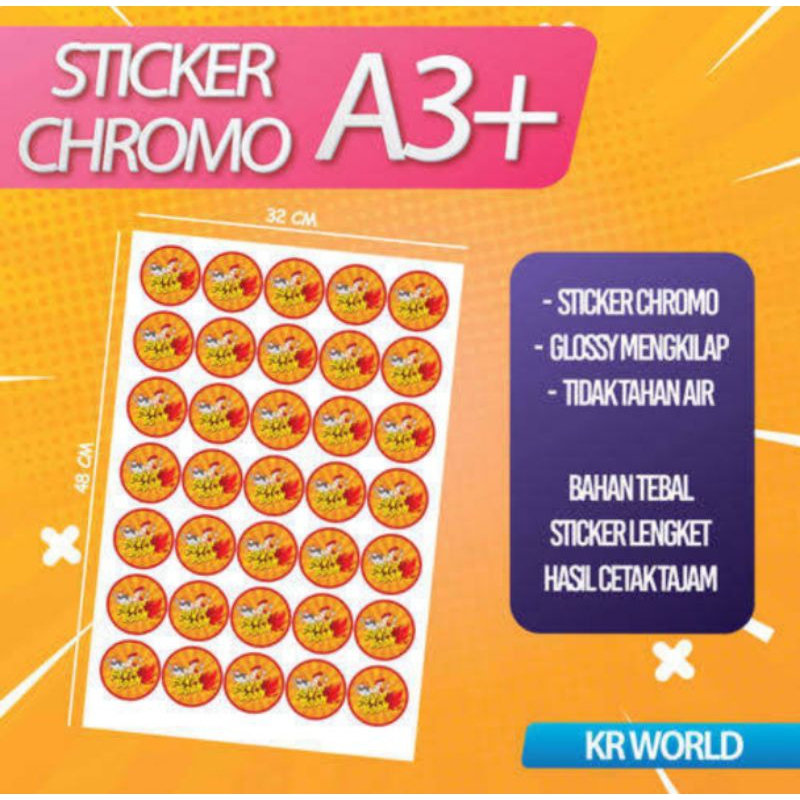 

STIKER CHROMO A3+ CUSTOM DESAIN LOGO DARI KALIAN