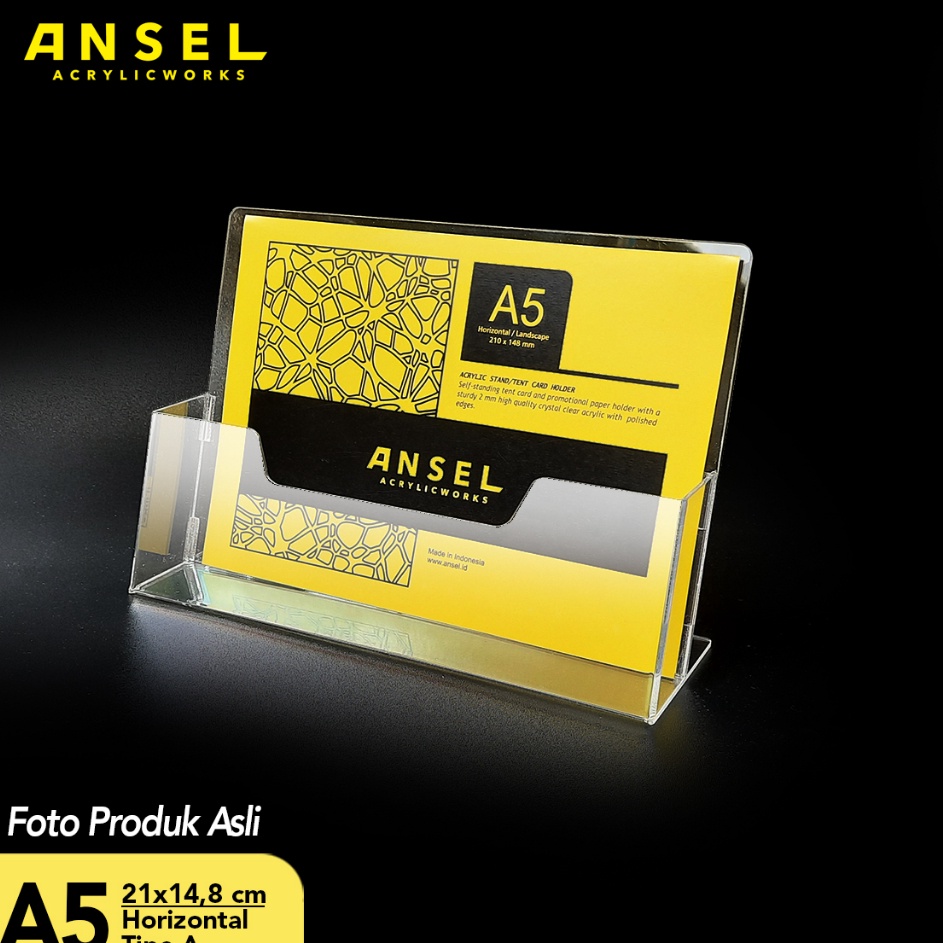 

ANSEL Tempat Akrilik Acrylic Flyer Holder A5 Horizontal Tipe A Bening