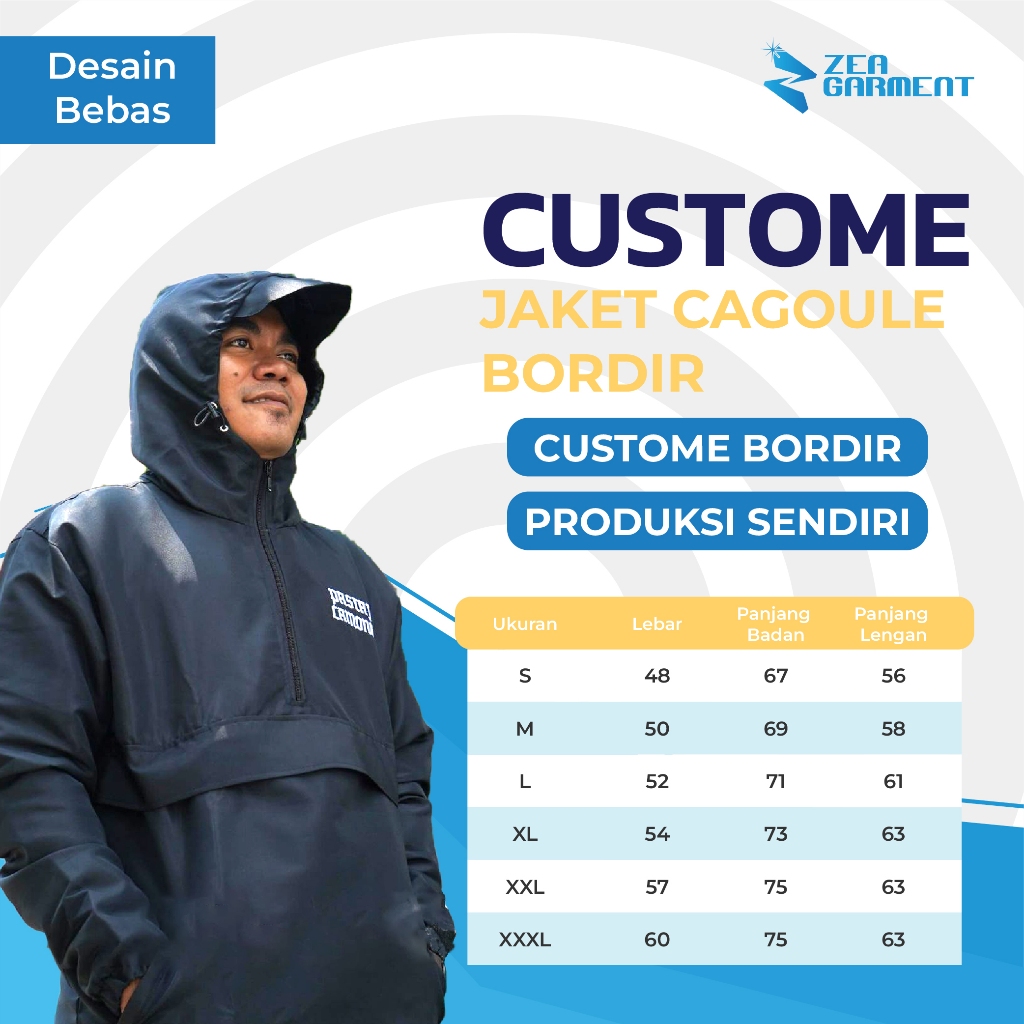 Jaket Cagoule Custom Bordir Kualitas Terbaik