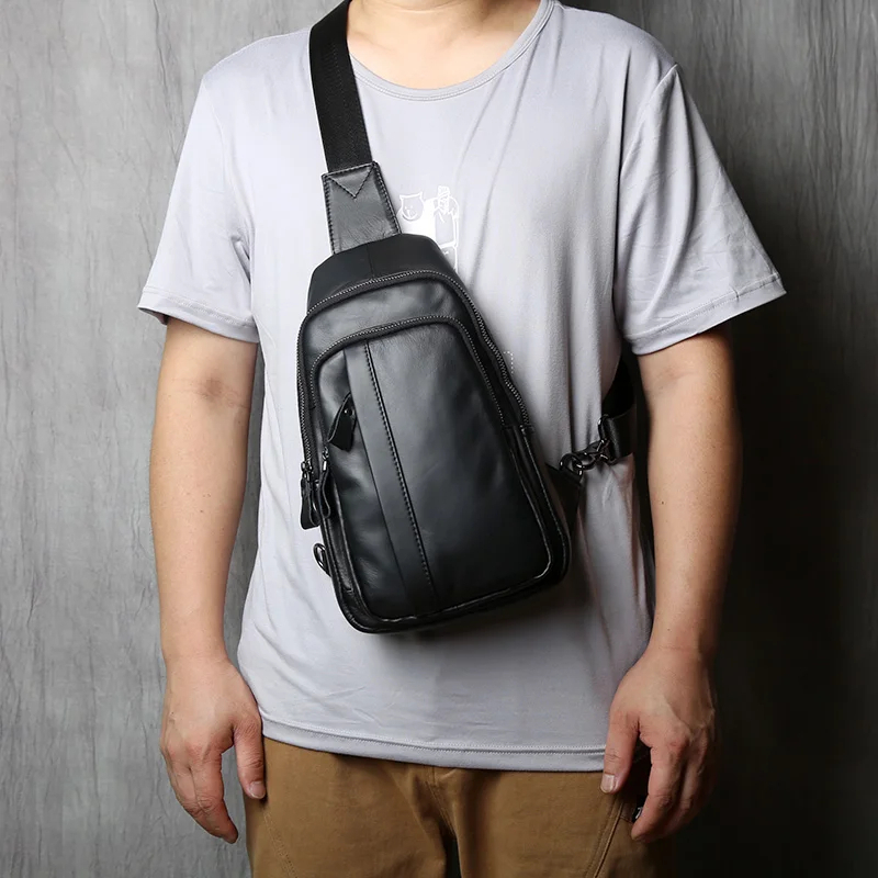 Tas Dada Pria Kulit Asli - Tas Slempang Bahu Asli Kulit Sapi - Tas Pria Selempang Dada Kulit Premium