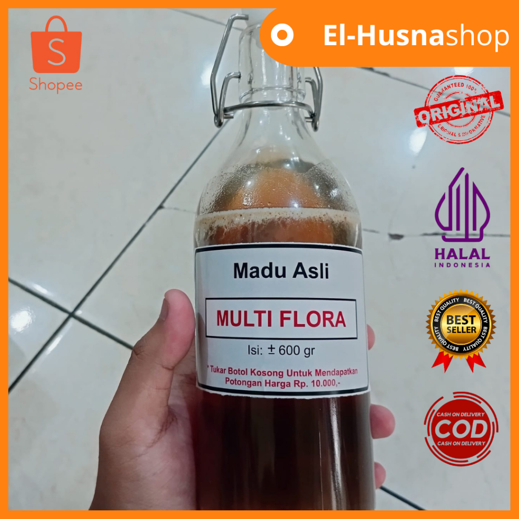 

Madu Multiflora 600gr Botol Korken Madu Asli 100% Murni Nektar Multi Flora Original