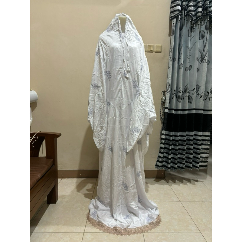 mukena  dewasa terusan  bahan katun rayon bordir