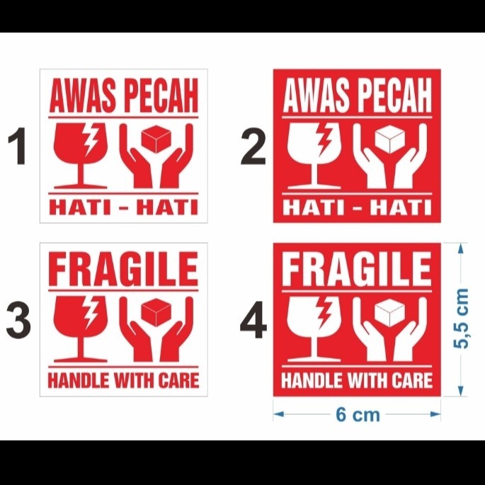 

sticker tempel fragile handle with care hati awas pecah 6 x 5,5 cm