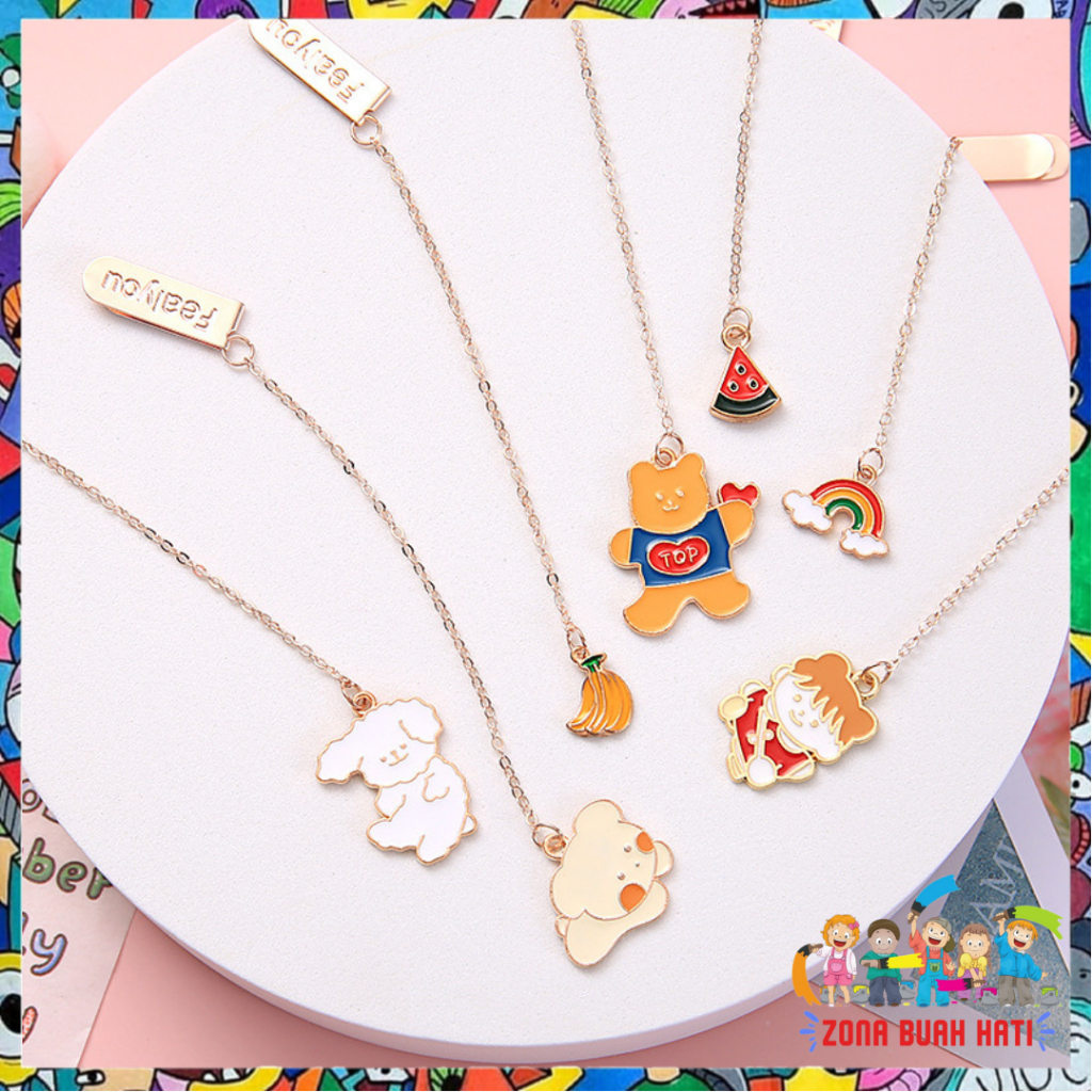 

ZBH Pembatas Buku Karakter Korean Ins Cartoon Metal Pendant Bookmark Paper Clip Besi Motif Kartun Penjepit Buku Dengan Liontin Bahan Metal