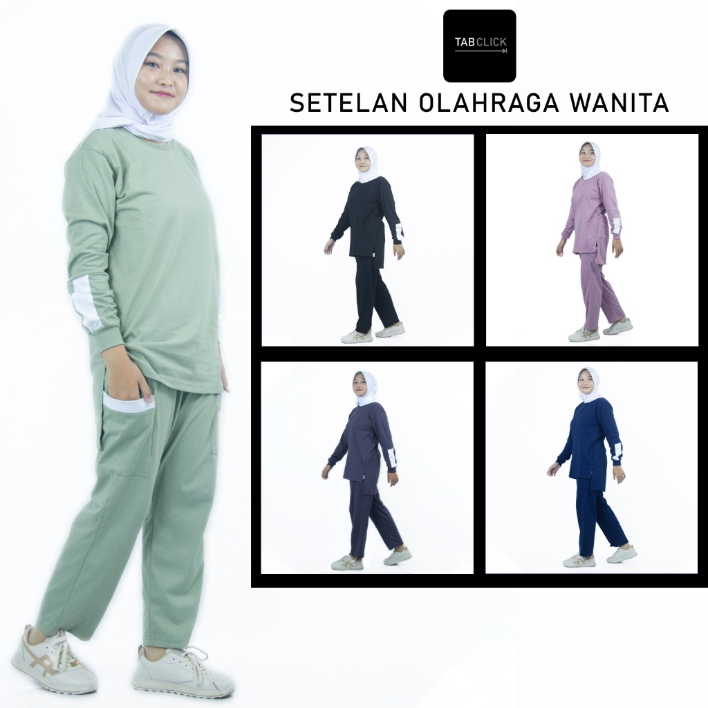 Set baju senam aerobic kaos olahraga wanita jumbo muslim muslimah