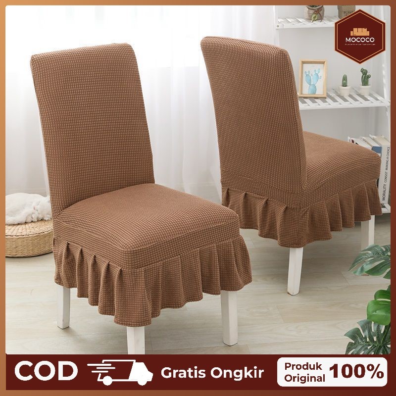 COD Sarung kursi meja makan Sarung Kain Kursi Bangku Makan / Cover Sarung Kursi Makan Elastis Rumbai