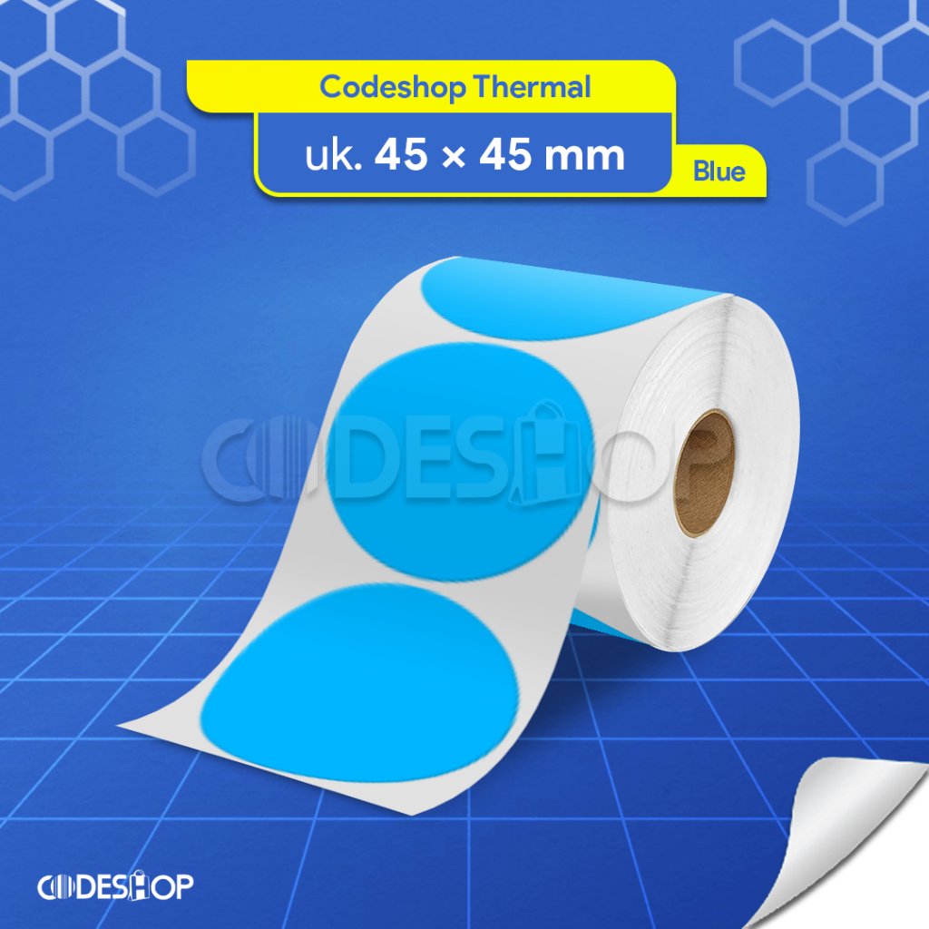 

Label Thermal Bulat Codeshop 45 x 45 mm Warna Biru Stiker Packaging Makanan