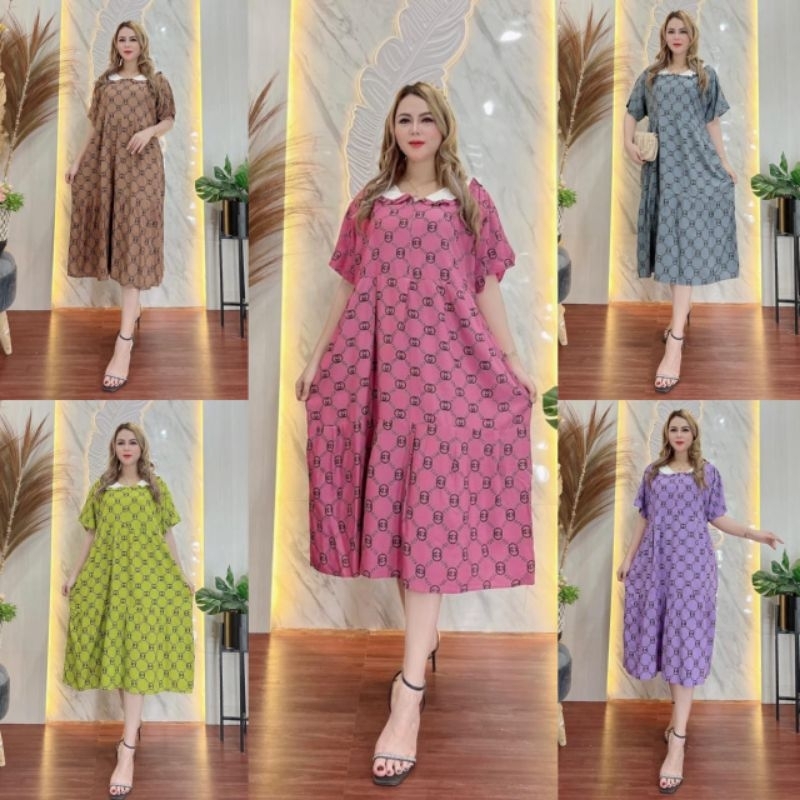 Daster gucci super jumbo dress bahan rayon super jumbo