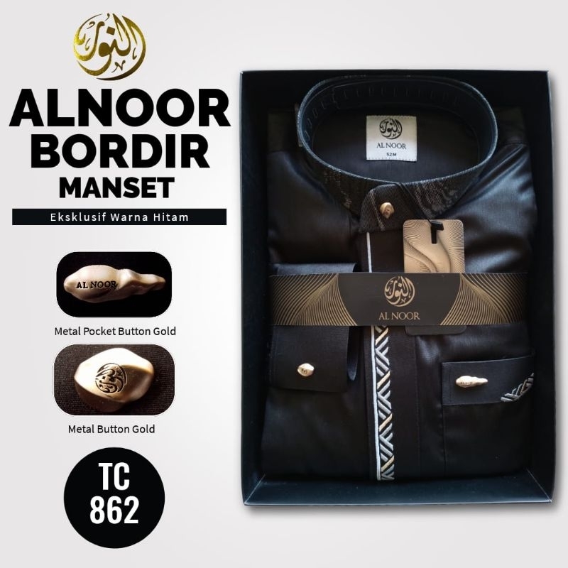 JUBAH IMPORT ALNOOR BORDIR HITAM MANSET DEWASA | REMAJA