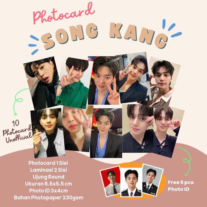 10 Pcs Set Song Kang / Free 5 Pcs Photo ID / Photocard  Song Kang/ Photocard aktor drama korea