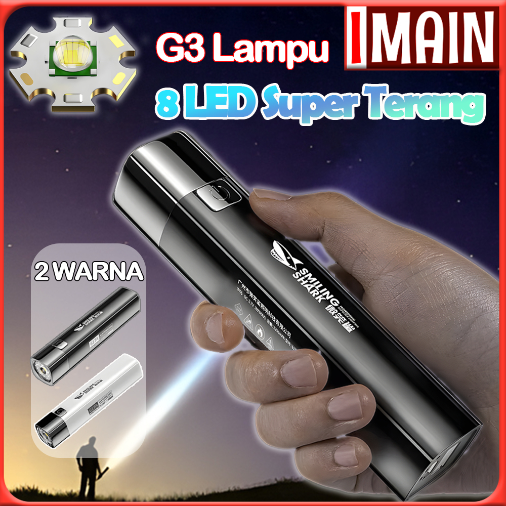 SMILING SHARK Senter 8 LED Super Terang (ORIGINAL)/ Jarak jauh/ Senter Police/ Lampu senter swat pak