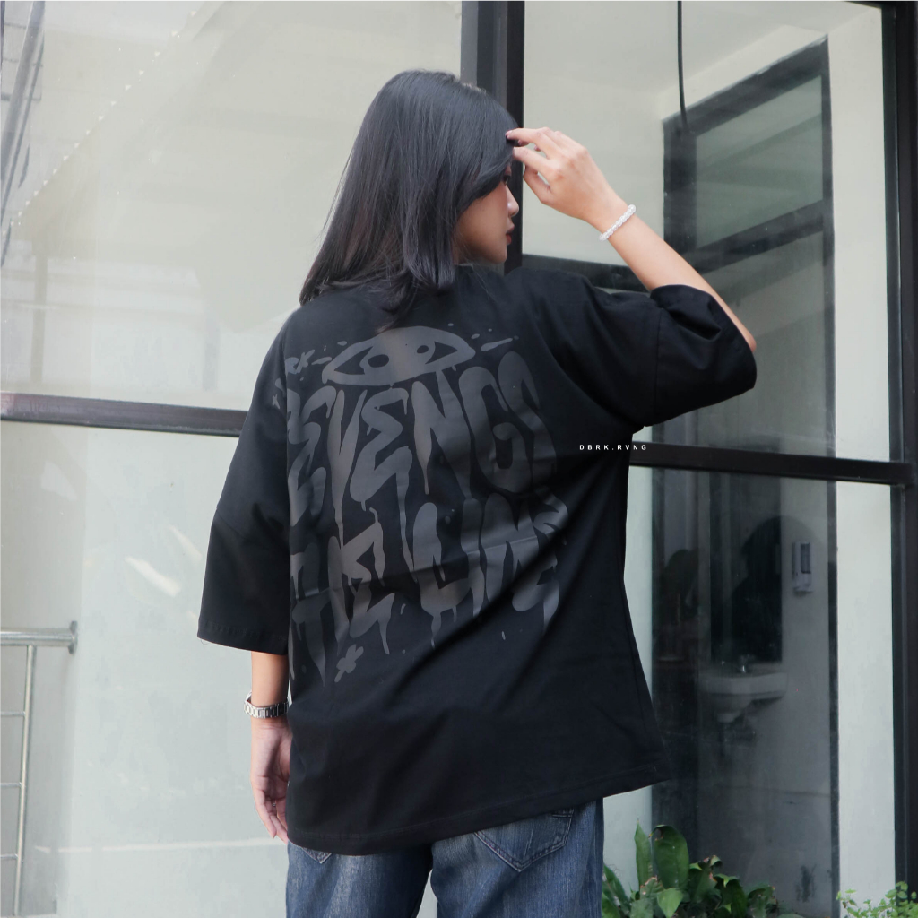 OVERSIZED T-SHIRT - REVENGE THE LINE - BLACK - DBRK RVNG