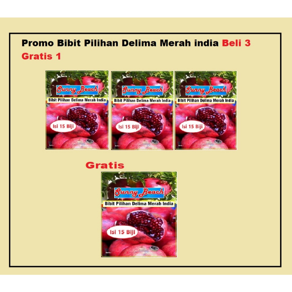 Promo Bibit Pilihan Delima Merah India Beli 3 Gratis 1