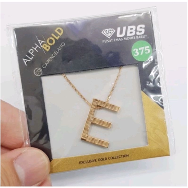 Kalung Alpha Bold Huruf E,  Kadar 375 UBS