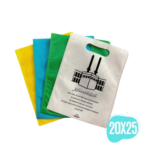 

iDk90 Lusinan Tas Bingkisan Souvenir Haji Umroh Oval uk 20x25 cm Press Plong Murah Simple Unik Siap