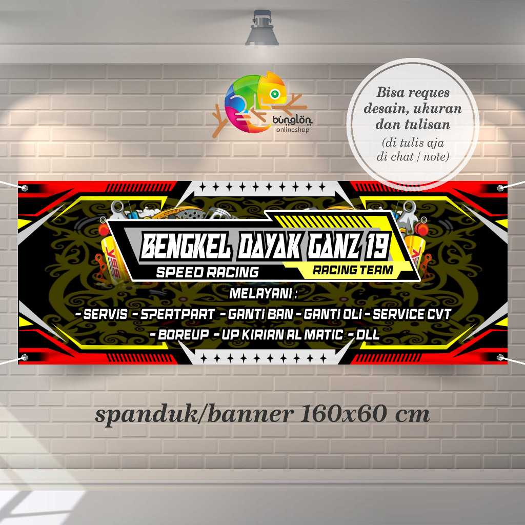 Spanduk Banner Bengkel Speed Racing Free Custom Desain