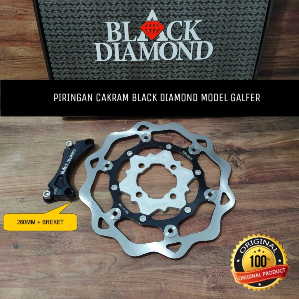 PIRINGAN CAKRAM BLACK DIAMOND LUBANG 4 VARIO 125 150 / BEAT / SCOOPY / GENIO MODEL GALFER 260MM BEAT