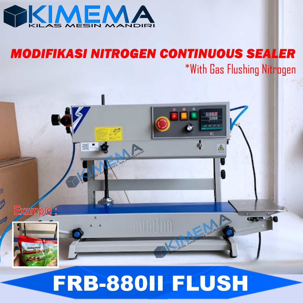 Mesin Sealer Kembung Isi Nitrogen Continuous Press Plastik Otomatis FRB-880 II Horizontal Vertikal