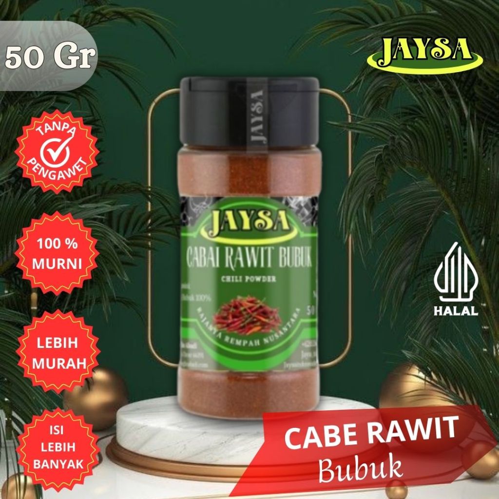 

JAYSA - Cabai Rawit Bubuk 50 gr / Cabe Pedas Halus / Cabe Bubuk Murni / Cayenne Powder / Cabai Bubuk Ekstra Pedas / Chili Powder Extra Hot / Cayenne Bubuk / Red Cayene Powder / Cayenne Ground / Bubuk Cabai Kecil / Cabe Bubuk Ori Extra Pedas