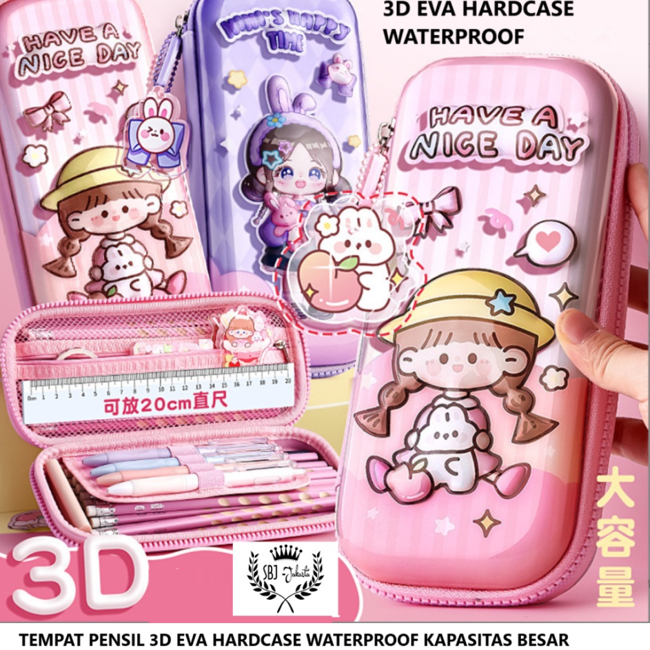 

Kotak pensil tempat pensil KBX original happy time 3D hardcase waterproof