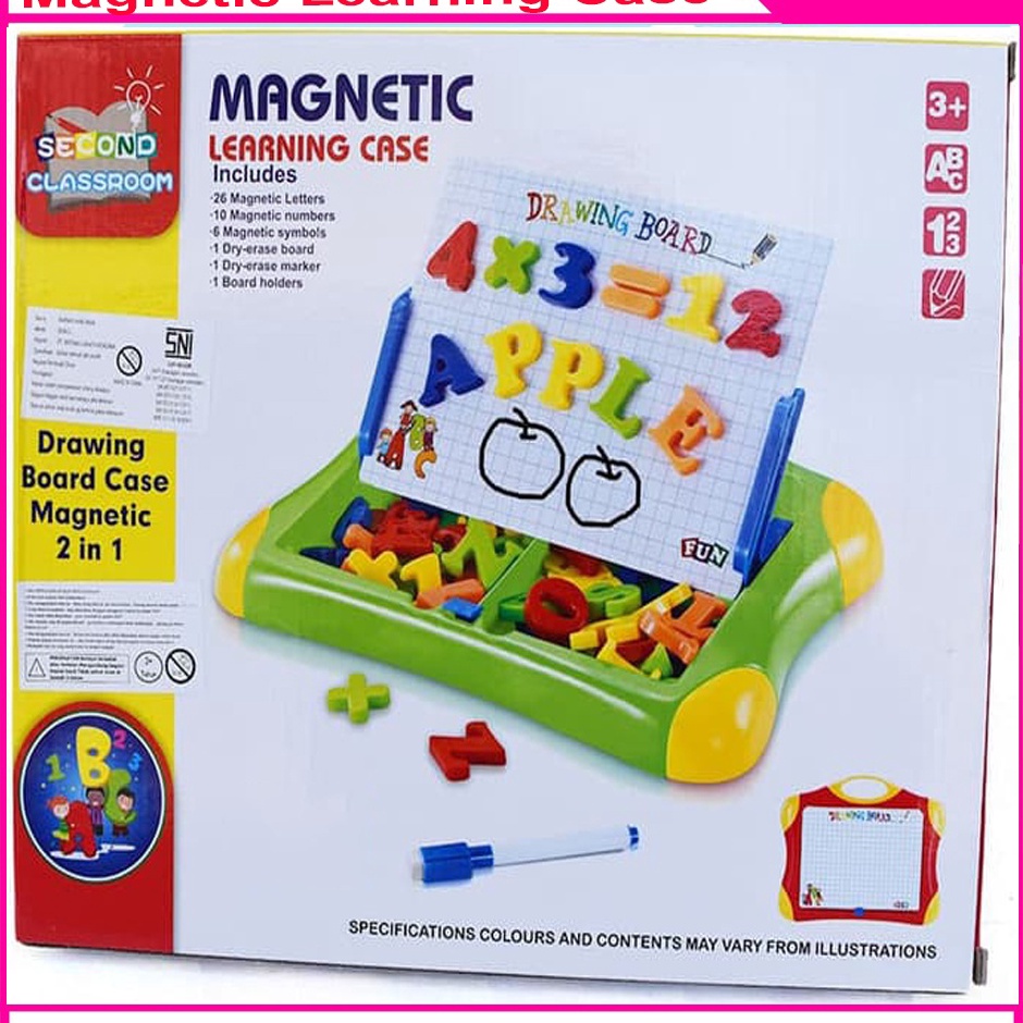 

Mainan Edukasi Magnetic Learning Case DRAWING Board 2IN1 Classroom Mainan Edukasi Anak Papan Tulis Gambar Huruf Angka