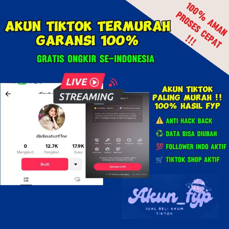 AKUN TIKTOK 16K - 30k ,  Keranjang kuning On ,FOLLOWER AKTIF real  indo