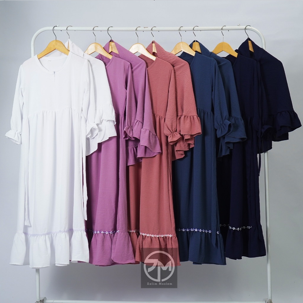 Salim Moslem - Gamis Manasik Anak Crinkle Set Kerudung 1-12 tahun