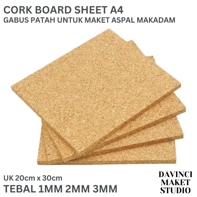 

Gabus Patah 1mm 2mm 3mm Maket Aspal Rumput Makadam Pedestal Diorama Jalan - Cork Board Sheet A4 21cm x 30cm