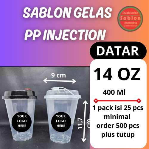 [[ SABLON CUP  PP INJECTION ]] 14 OZ BEST PRICE + TUTUP BENING