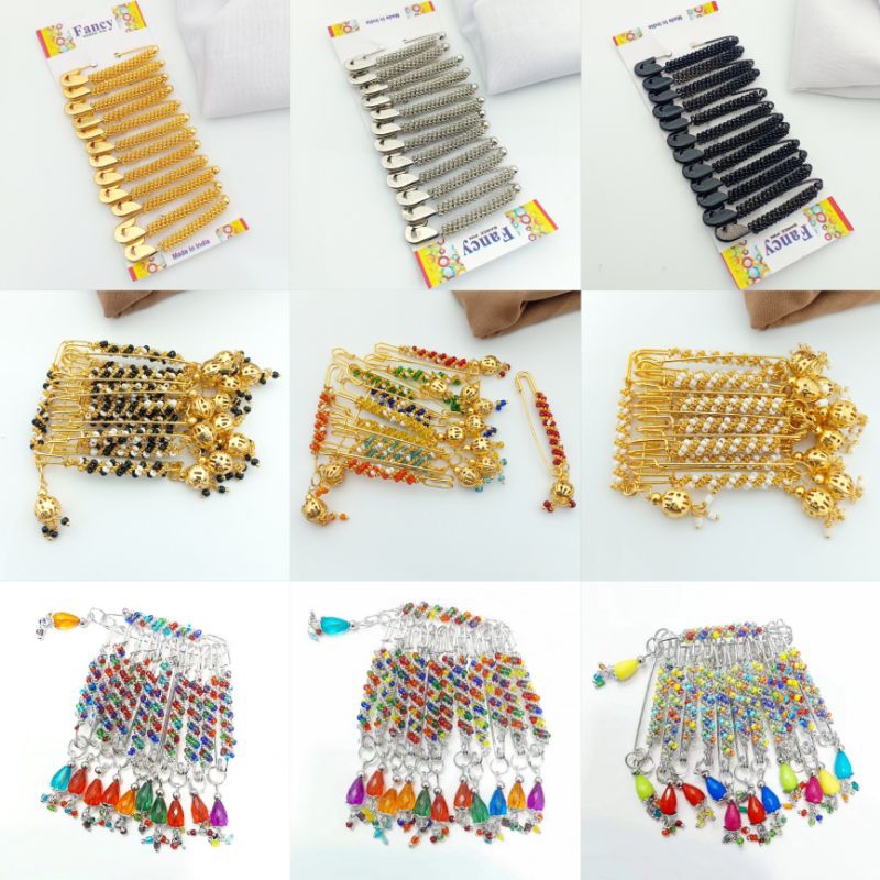 Peniti India / Peniti Jilbab / Peniti Jurai / Peniti India Jirai ( isi 12 Pcs )