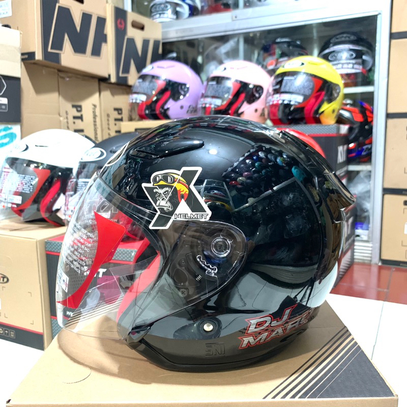 HELM KYT DJ MARU SOLID BLACK GLOSSY - Dj maru hitam
