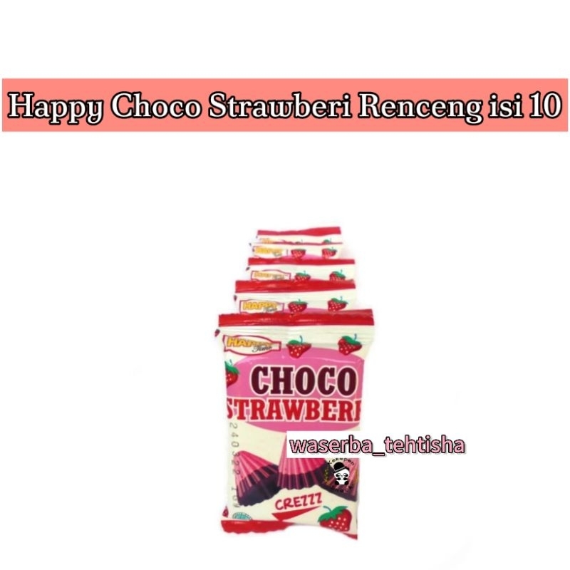 

waserba_tehtisha| Happy time Choco Strawberi renceng isi 10/ Coklat bentuk jamur rasa stoberi