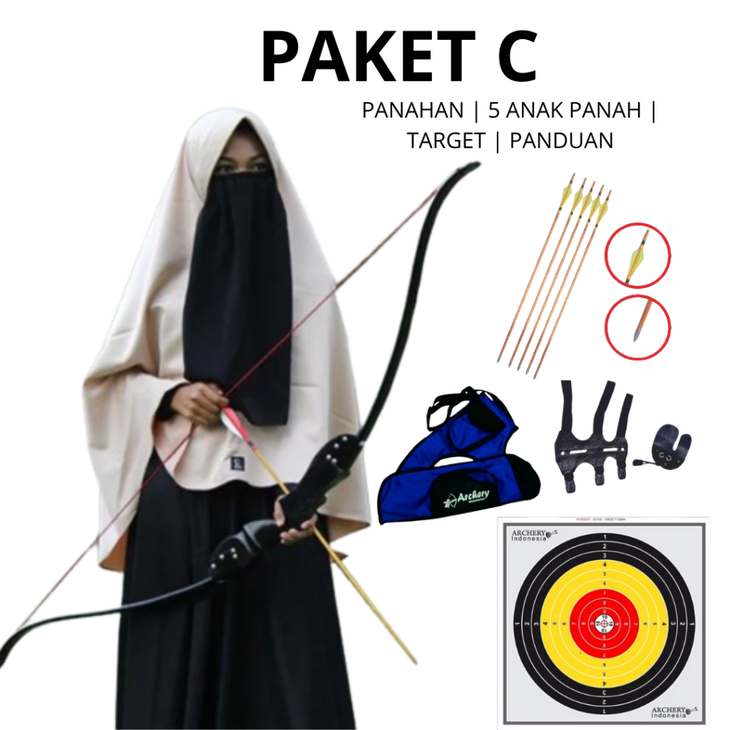 Panahindo - Paket Lengkap Busur Panah R40 Recurve Bow Remaja Dewasa Olahraga Outdoor Archery Sport F