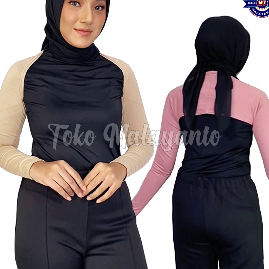 FSASH SALE Baju Manset Bolero Lengan Panjang Sambung Wanita Polos Bahan Rayon Spandek Balon Dalaman 