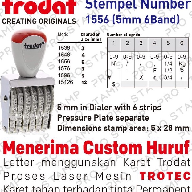 

Stempel Angka Manual 6 Digit 5mm Trodat 1556