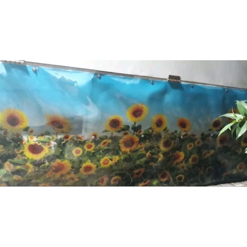 (Harga Per 1/2meter) Fiber Plastik Penutup Pagar Rumah Motif BUNGA MATAHARI