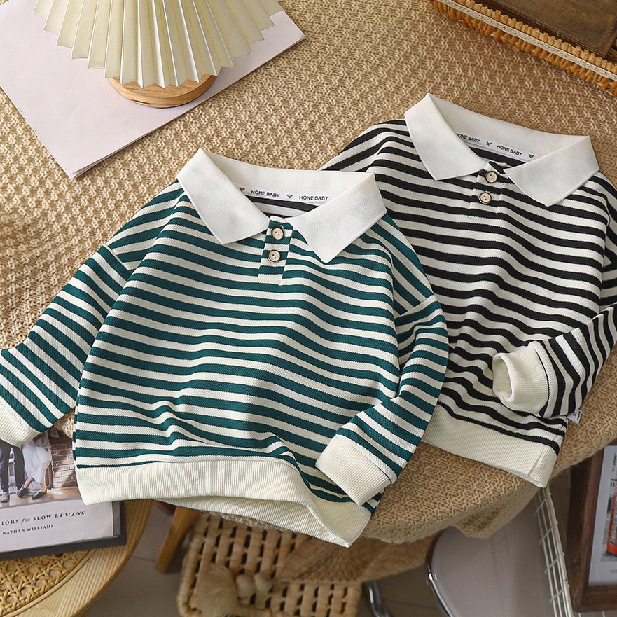 Terlaris BAJU ANAK SWEATER LAKI LAKI PEREMPUAN KERAH KANCING DEPAN STRIPE IMPOR