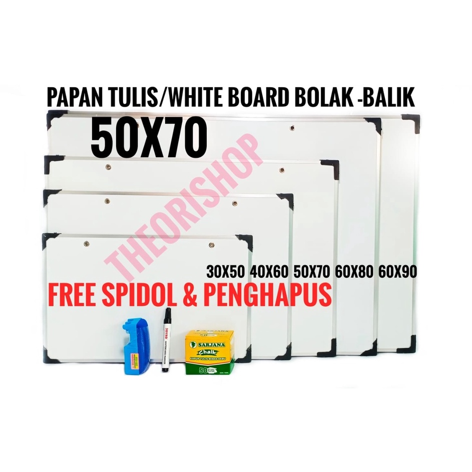 

Papan White BoardPapan Tulis 5 X 7 CMPapan Tulis Anak dua sisi spidol dan kapur
