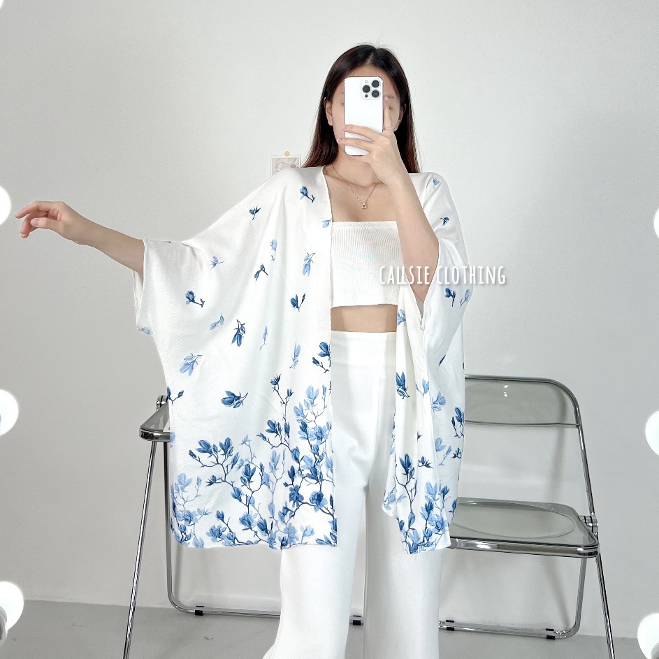 callsie  SAVARA OUTER  luaran wanita  atasan wanita  outer wanita motif bunga  batwing outer  silk o