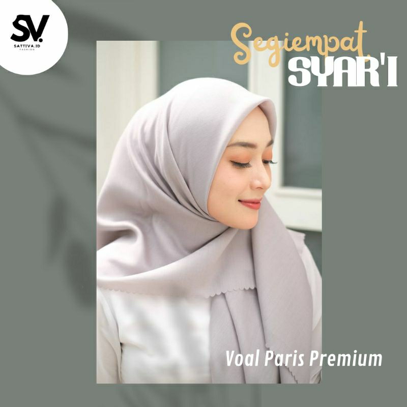 SATTIVA.ID - SEGI EMPAT SYARI VOAL PARIS PREMIUM / Segi Empat Syari / Jilbab Segi Empat